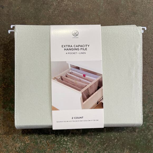 Hanging File Extra Capacity 4 Pocket Linen 2 Pack Standard Size - Picture 1 of 5